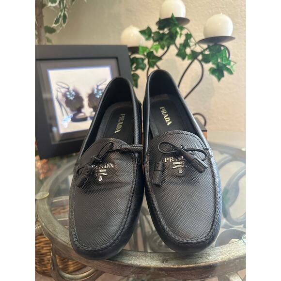 Prada Shoes - LUXURY PRADA DRIVER LOAFERS SLIPPERS‎ SHOES 1DD036 BLACK EU38 US 8 Authentic